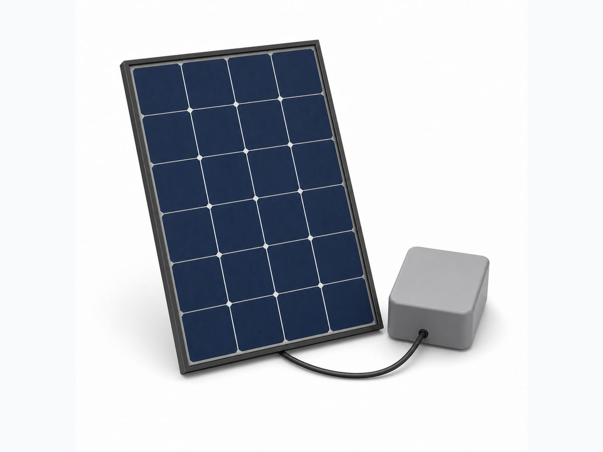Representative solar power hardware for an off-grid agricultural site